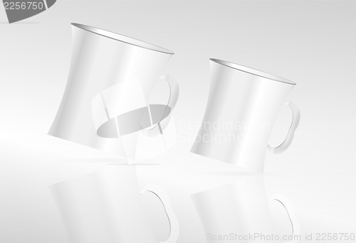 Image of photorealistic white cup set