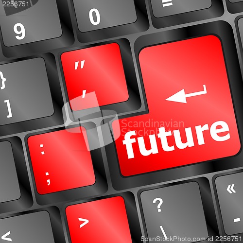 Image of future key or keyboard showing forecast or investment concept