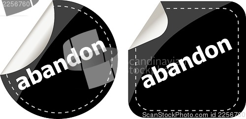 Image of abandon word black stickers set icon button