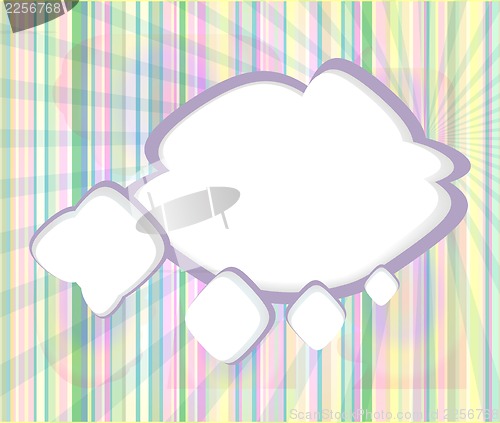 Image of Abstract speech bubbles in the shape of clouds used in a social networks on light blue background. Cloud computing concept