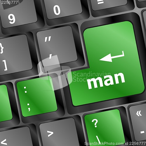 Image of man word on computer keyboard key