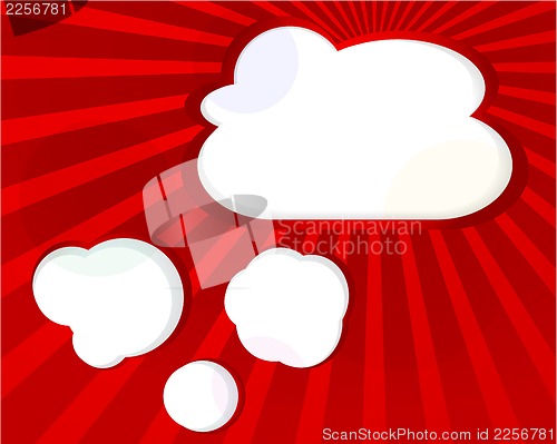 Image of Paper clouds background with sun rays