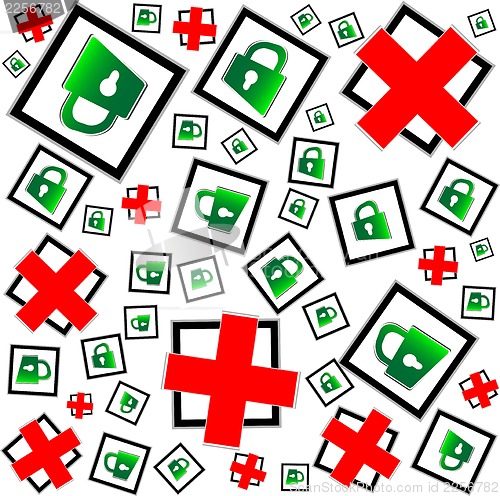 Image of red and green padlocks seamless pattern - security concept