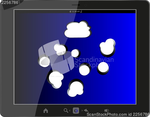 Image of Cloud-computing connection on the digital tablet pc. Isolated on white