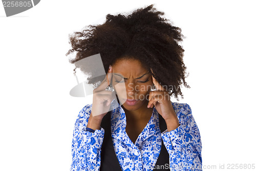 Image of African american woman feels sick 