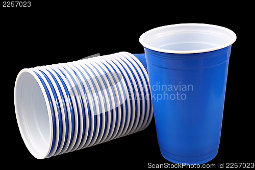 Image of blue plastic cups