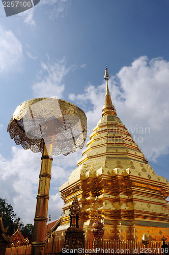 Image of Golden tower of the Suthep Temple in Thailand