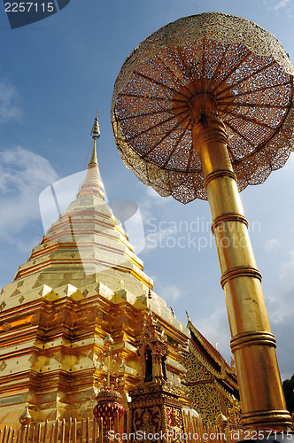 Image of Golden tower of the Suthep Temple in Thailand