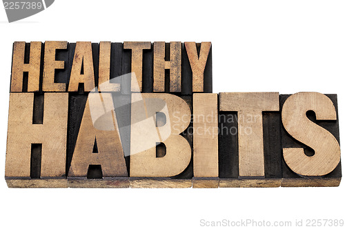 Image of healthy habits in wood type