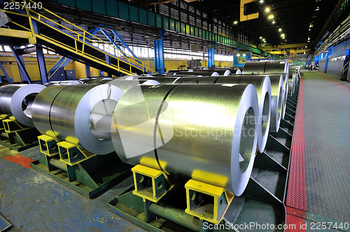 Image of rolls of steel sheet in a plant