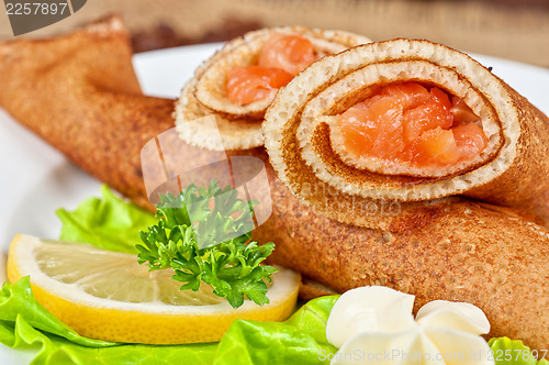 Image of Pancakes with salmon