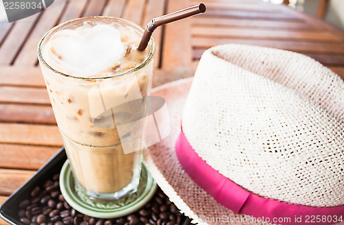 Image of Coffee break with iced espresso at coffee shop