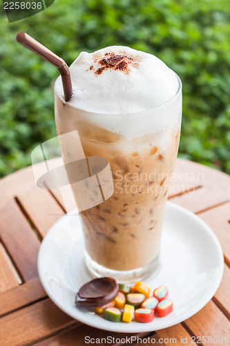 Image of Refreshing iced milk espresso and some sweet