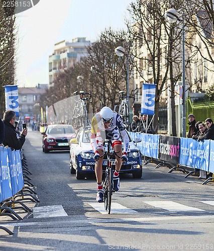 Image of The Cyclist De greef Francis- Paris Nice 2013 Prologue in Houill