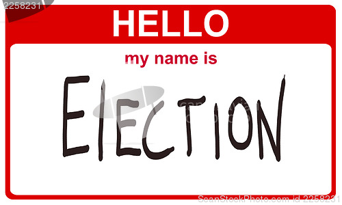 Image of hello my name is election