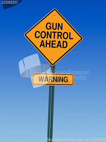 Image of gun control ahead warning sign