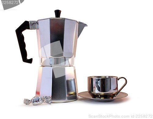 Image of Coffee Pot, Candy and Cup 