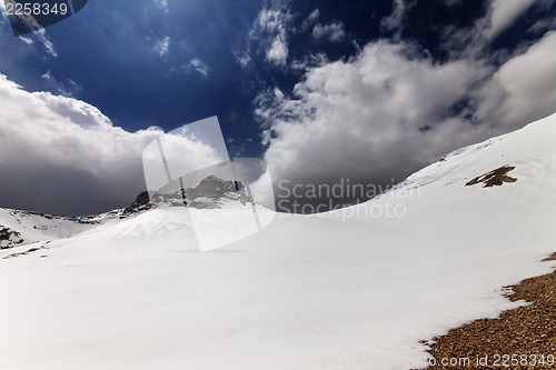 Image of Snow plateau and sky with clouds