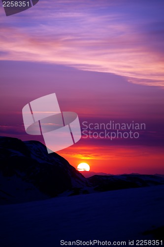 Image of Multicolor sunrise in mountains