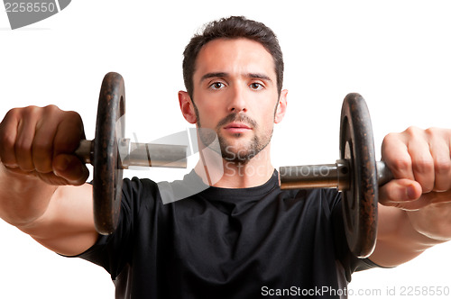 Image of Man Working Out With Dumbbels