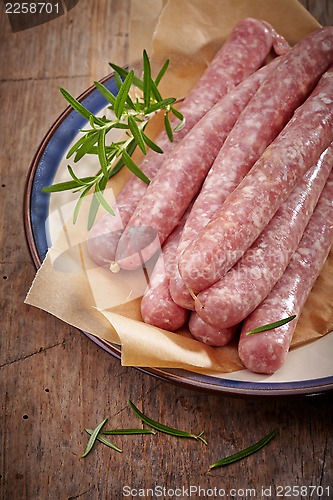 Image of fresh raw minced meat sausages