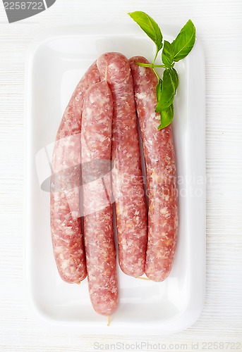 Image of fresh raw minced meat sausages