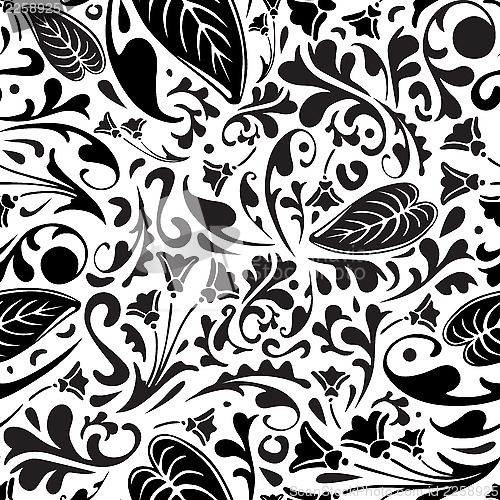 Image of Black and white floral pattern