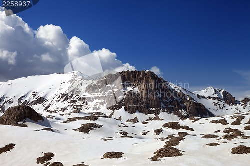 Image of Snowy rocks in nice day