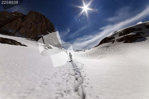 Image of Hiker on snowmountains