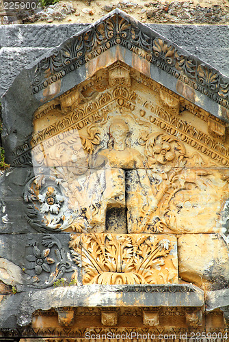 Image of detail of ancient amphitheater in Aspendos