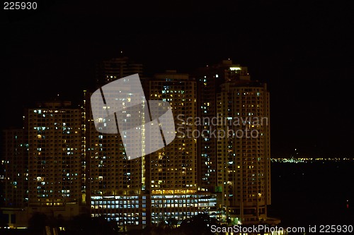 Image of Apartment buildings at night