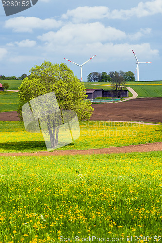 Image of wind wheel in a rural environment