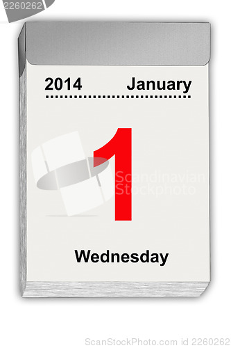 Image of tear off calendar January 1, 2014