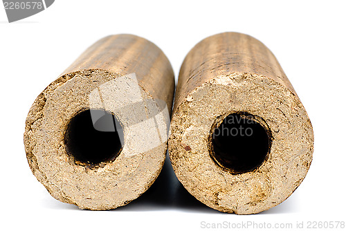 Image of briquettes firewood  isolation  on white