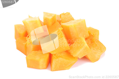 Image of Slices of pumpkin, isolated on white background 