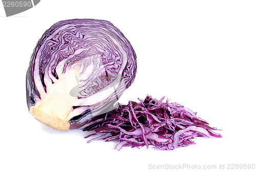 Image of Sliced violet cabbage isolated on the white background 