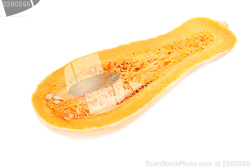 Image of Slices of pumpkin close up isolation in white  background 