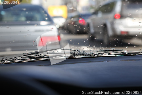 Image of rain drops on windshield