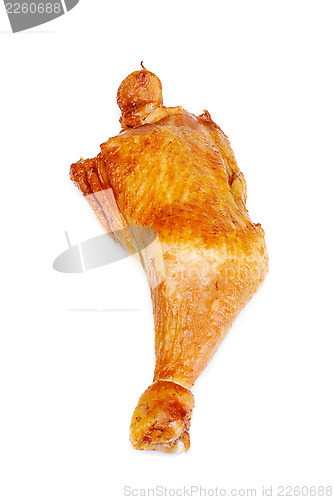 Image of chicken leg on a white