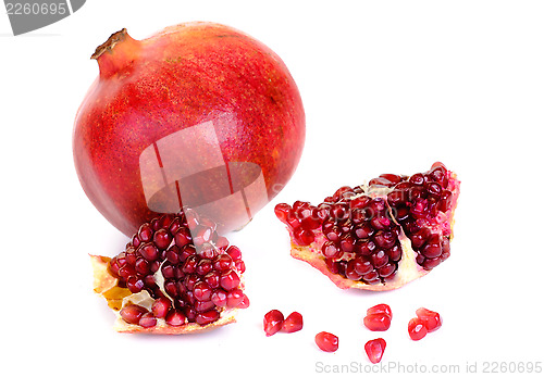 Image of Pomergranate and slice isolated on white background 