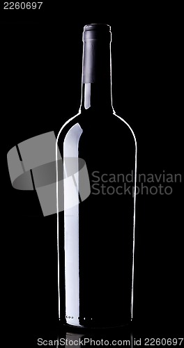 Image of Wine bottle silhouette on black background