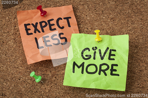 Image of expect less, give more 