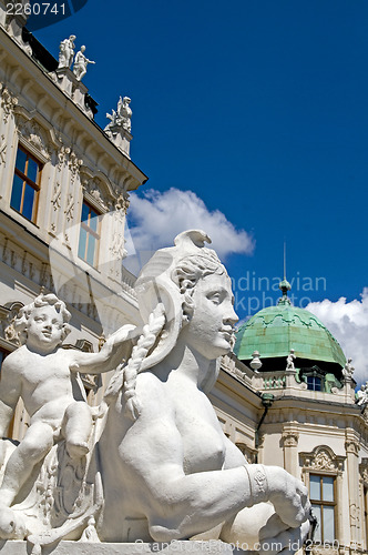 Image of Baroque sphinx statue bust  Belvedere Castle Vienna Austria Euro