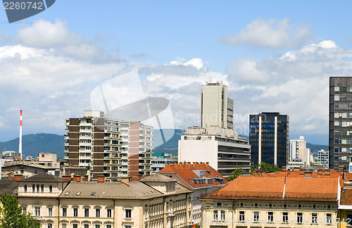 Image of rooftop view of office buildings apartments condos business  Lju