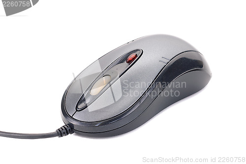 Image of grey -black laser computer mouse isolated on white background 