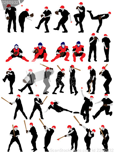 Image of baseball silhouette set