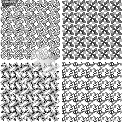 Image of Set of black and white geometric seamless patterns