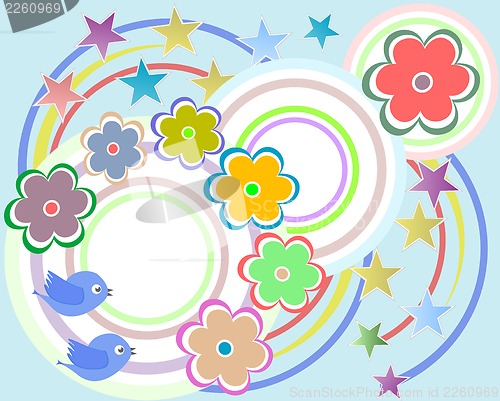 Image of scrapbook elements - flowers and birds