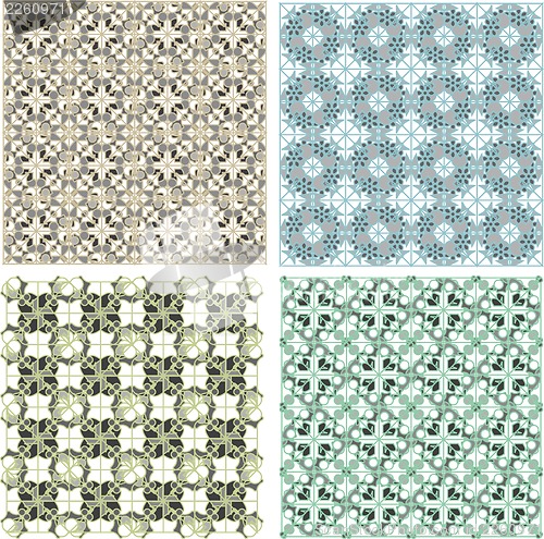 Image of Set of stylish seamless geometrical backgrounds pattern