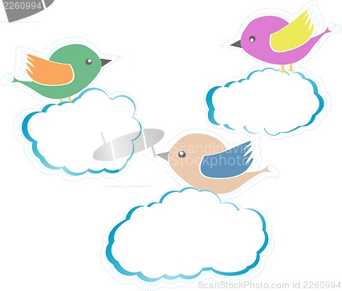 Image of Birds On Clouds isolated on white